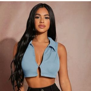 NWT collared crop top. Super cute!